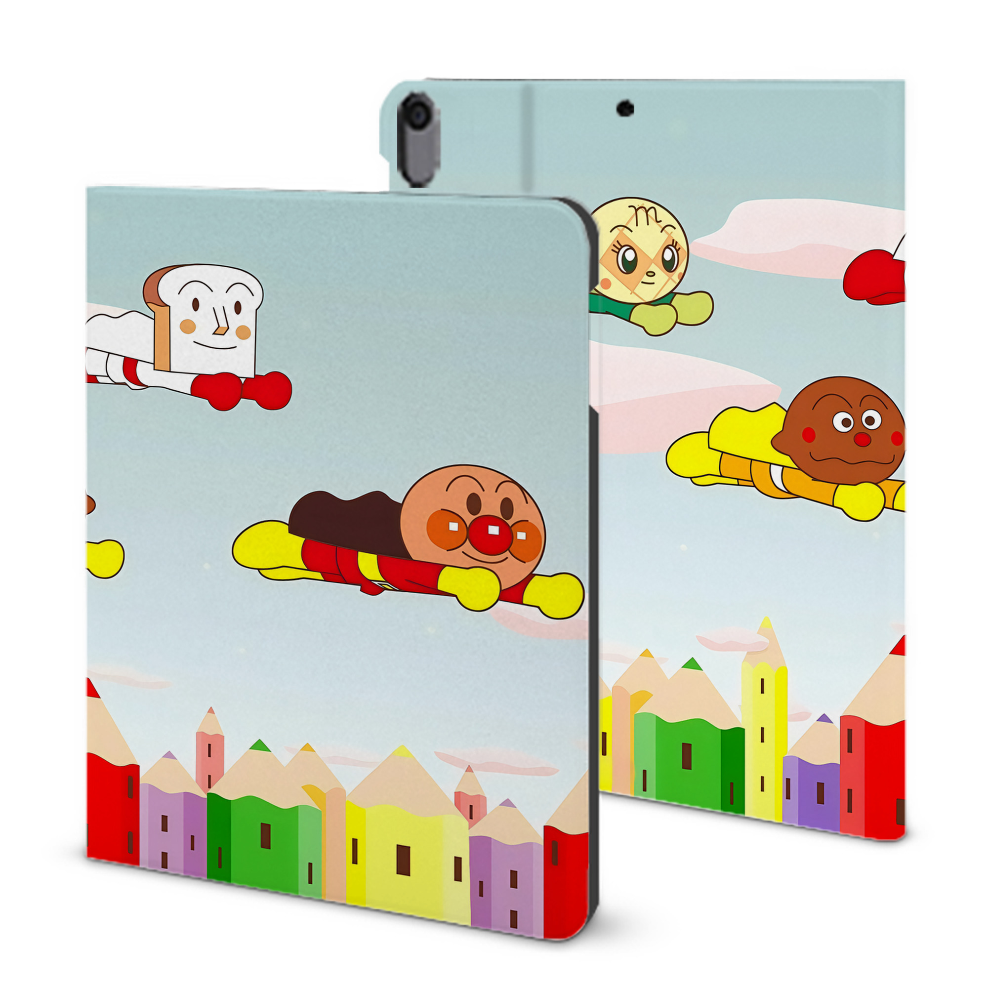 （画像用） アンパンマン Anpanman IPad ケース ブック型 PUレザー TPU 耐衝撃 軽量 薄型 ペン収納なし 全面保護 IPad 各モデル対応